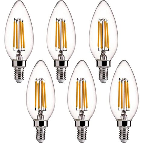 E12 bulb equivalent - E12 LED Light Bulb 6W Dimmable 60W Equivalent 6-Pack, T6 T25 E12 Candelabra Bulb 600LM LED Filament Bulbs 2700K Warm White with Clear Glass for Chandeliers, Ceiling Fan,Pendant,Wall Sconce,CRI 95+ 4.5 out of 5 stars 49